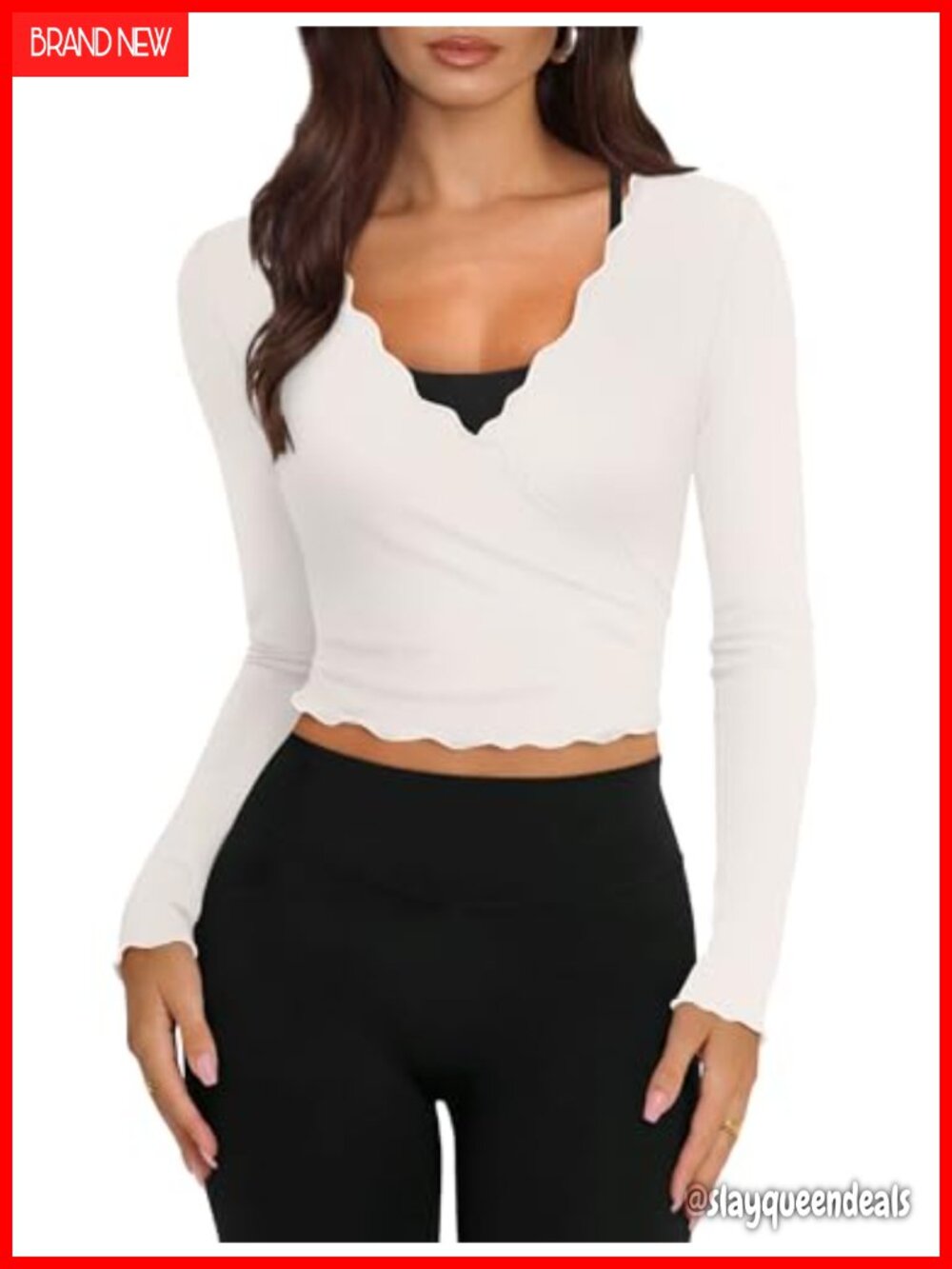 Long Sleeve Wrap Tie Workout Top Ruffle V-Neck Yoga Pilates